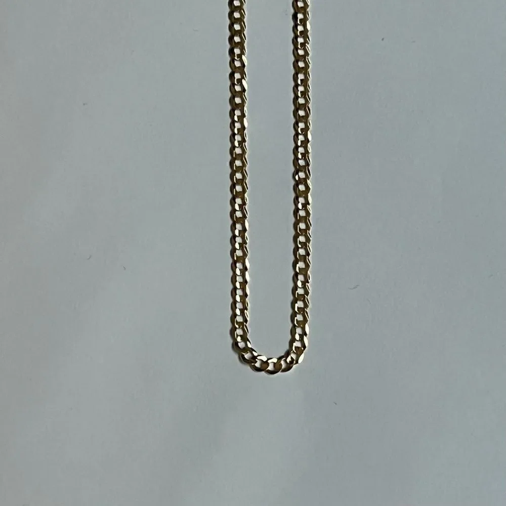 14k Solid Yellow Curb Concave cuban Chain Necklace | 3.5 mm | Real Gold Cuban |